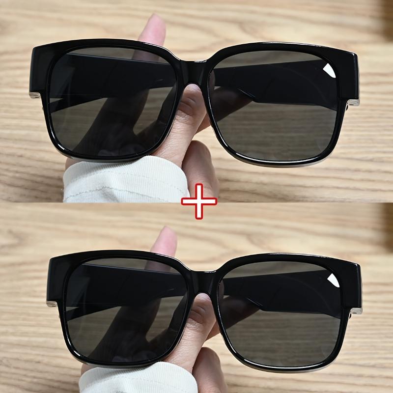 

2PCS Fit Over Glasses Sunglasses Trendy Square Wrap Around Shades For Driving Riding UV Protection Sun Glasses
