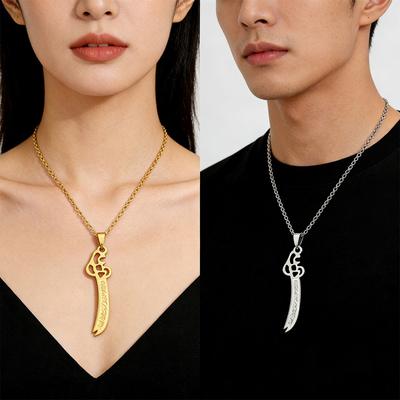 Einzigartiger, von Schwertern inspirierter Anhänger-Halskette, verstellbare Schlüsselbein-Kette, 304 Edelstahl, Modeschmuck für Männer und Frauen