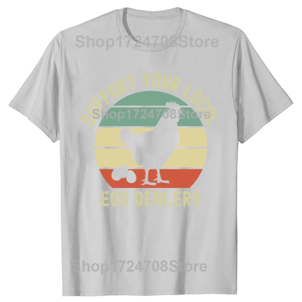 Funny Vintage Local Egg Dealer Farmer Chicken Egg Lover Graphic T-shirt Hip Hop Oversized T Shirt 100% Cotton Comfort T-shirts