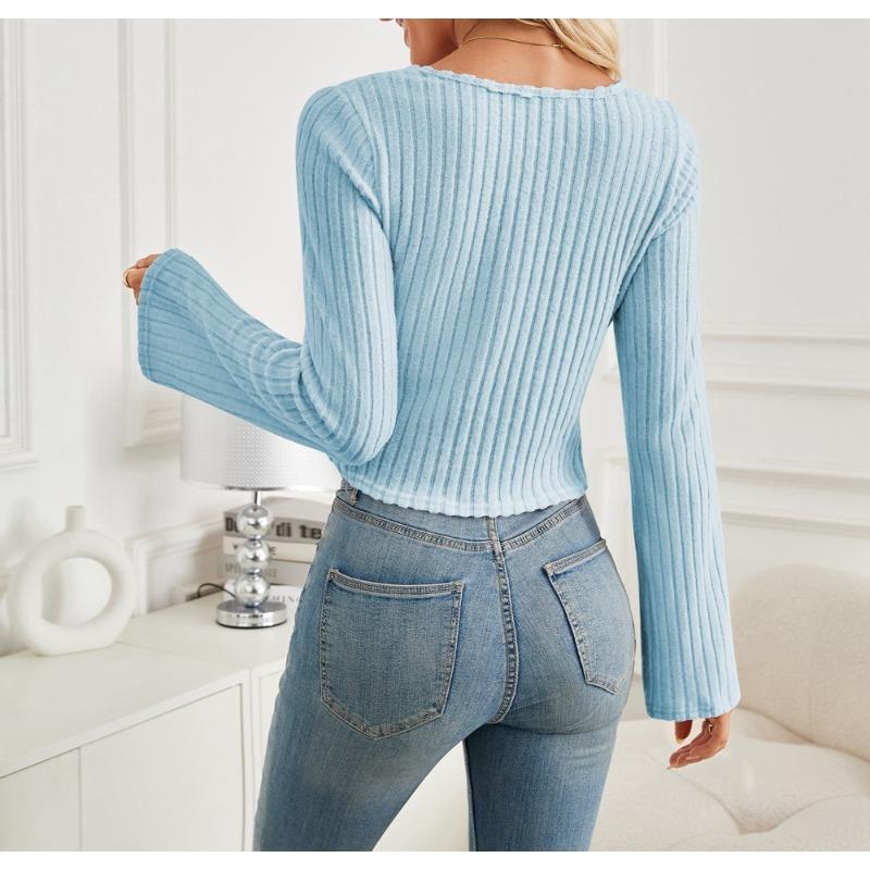 Podzimní dámský top nadměrné velikosti s rozšířenými rukávy, výstřihem do V, stahovací šňůrkou, dlouhým rukávem a proužkem v podpaží.