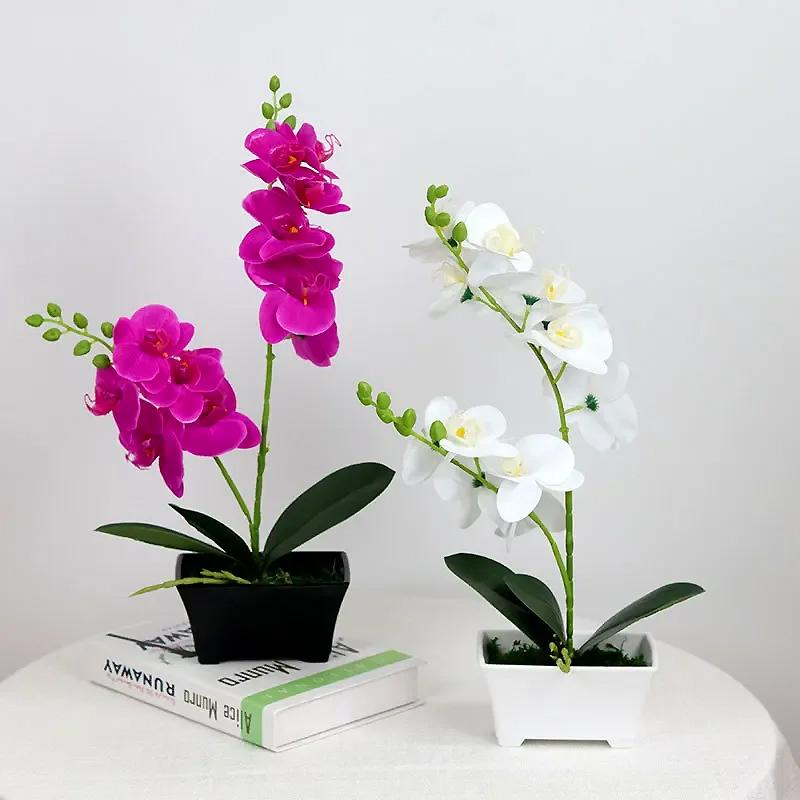 1/2pcs Artificial Silk Orchid Flowers, Lifelike Real Touch Phalaenopsis for Home Decor, Table Centerpiece, Vase Arrangement