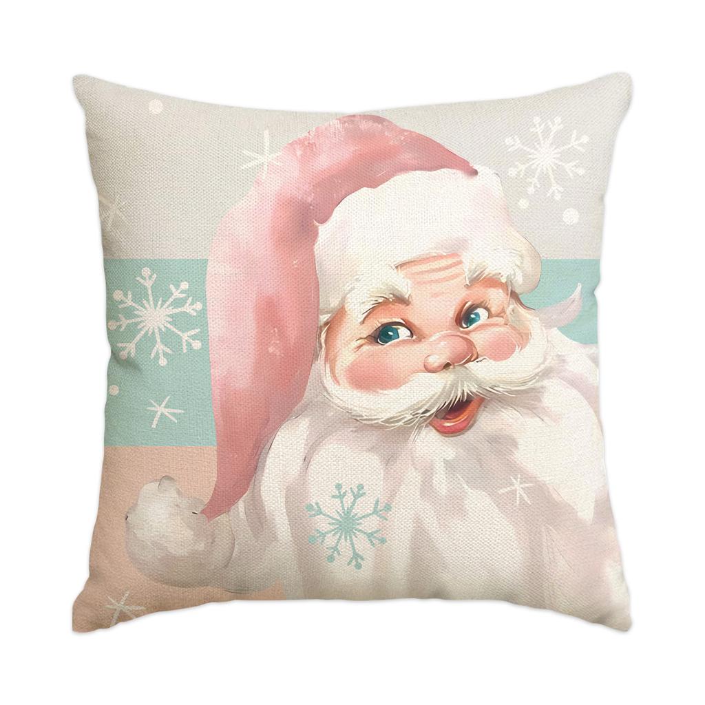 1 \ 4pcs gray Christmas snowman, Christmas reindeer print pillow cover, home sofa decoration cushion cover (without pillow core)