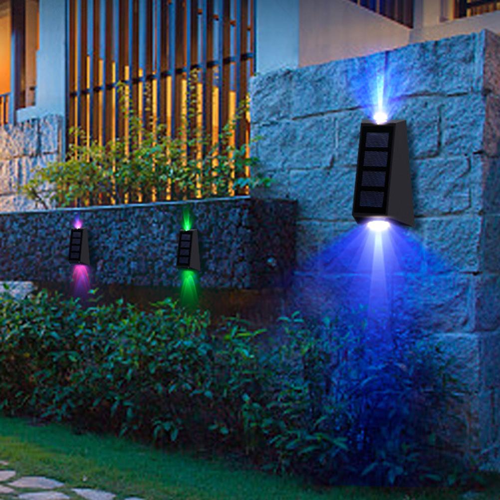 Solar Wall Light Outdoor Up Down Lighting Colorful LED Garden Decor Lamp