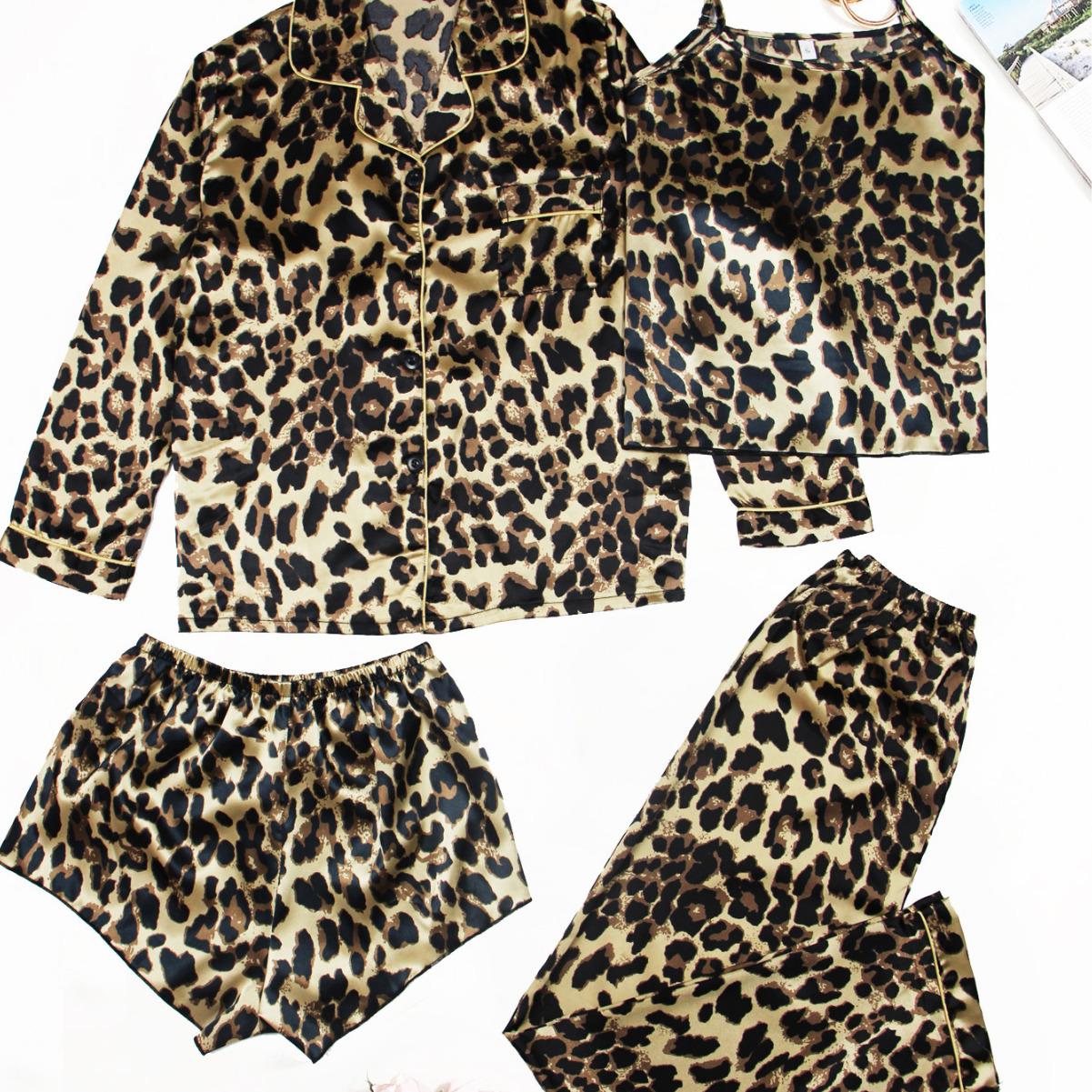 

Женская домашняя одежда в европейском и американском стиле, комплект из 4 предметов: майка, шорты, длинные рукава, длинные брюки, пижамный комплект, модная одежда для отдыха с принтом S жёлтый