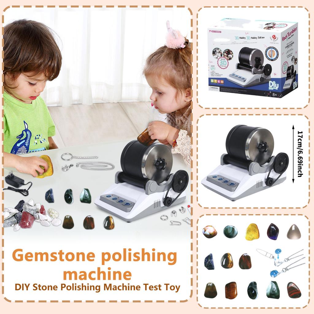 Fun Electric Gemstone Polishing Machine Physics Science Experiment Set DIY Stone Polishing Machine Experiment Toy
