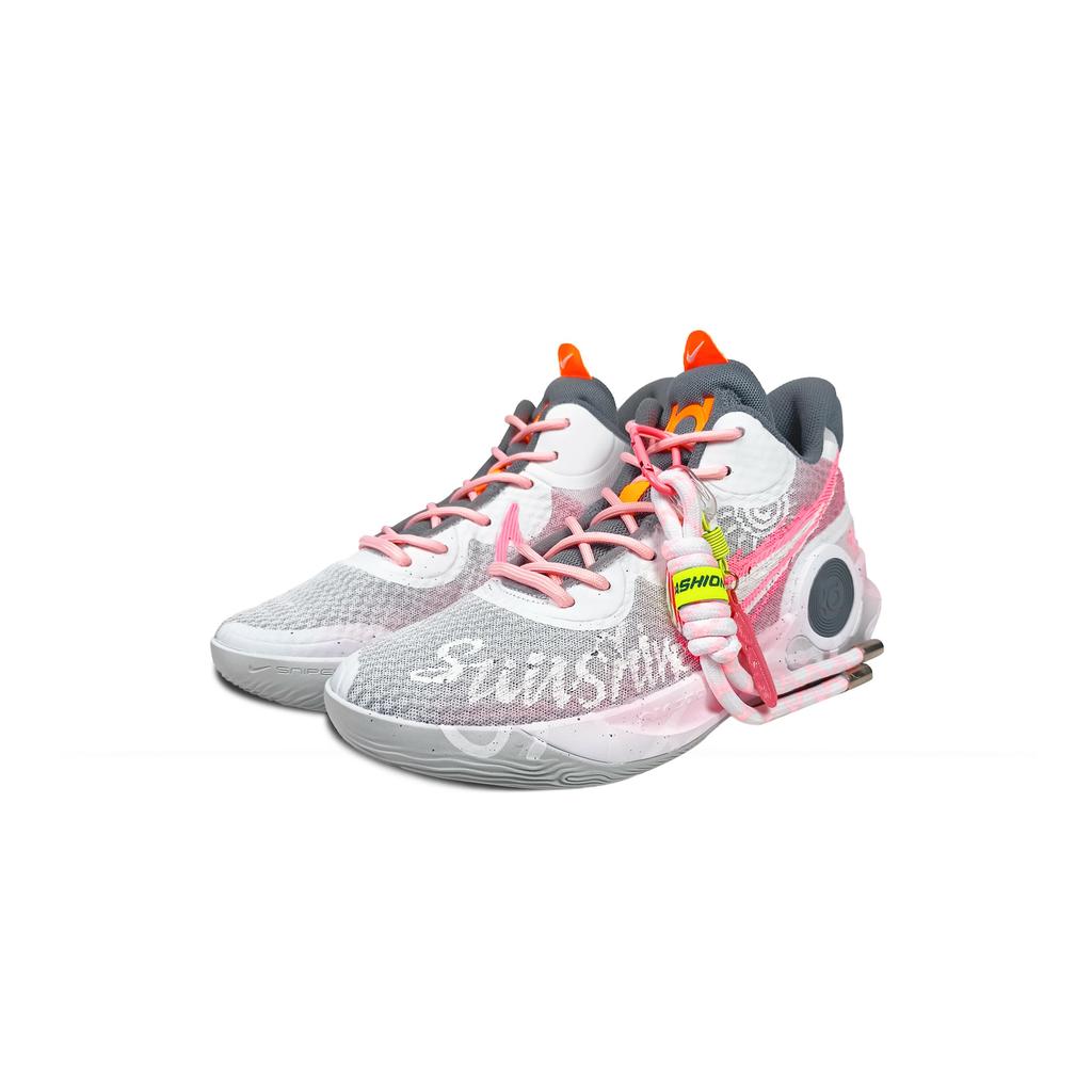 Nike KD Trey 5 IX Lucky Day Fabric Cushioning, Wear Resistant Low top Basketball Shoes Unisex Pink Gray White CW3402-011(Team434-)