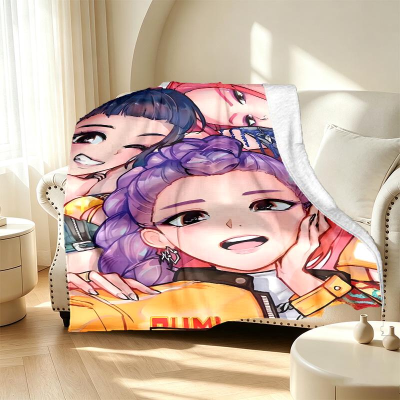 KPop Dämonenjäger Muster Decke für Heimdekoration, Bett, Sofa, Auto Reisen, Camping, Geeignet für Alle Jahreszeiten, Geburtstags-Weihnachtsgeschenk