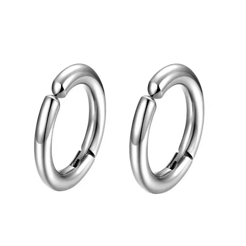 1 Pair Stainless Steel Magnetic Non-piercing CZ Stud Earrings Unisex Punk Hoop Earring Ear Clips For Men Women
