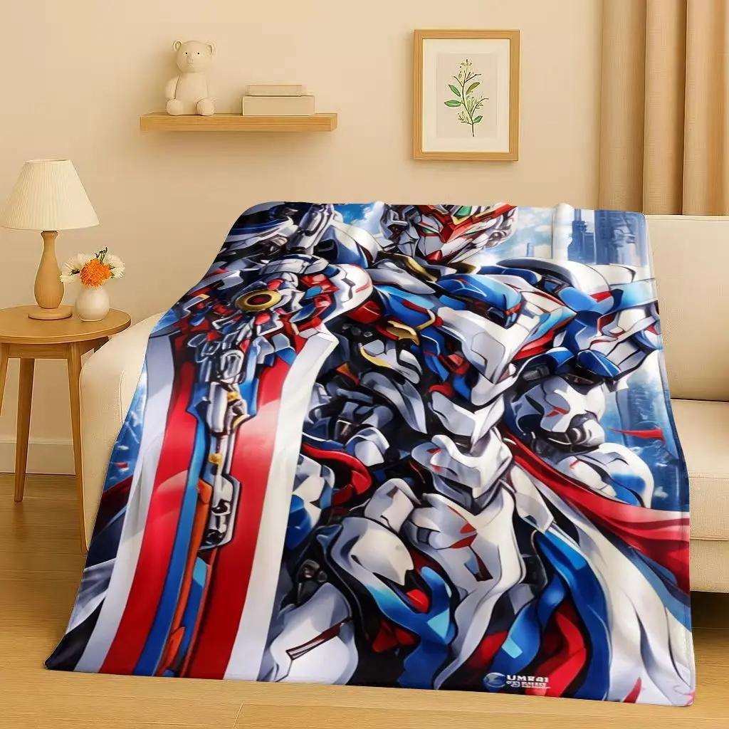 3D Gundam Cartoon Robot Christmas Gift Flannel Blanket,Ultra Soft Warm Plush Throw for Home Bedroom Bed Sofa Cover Office