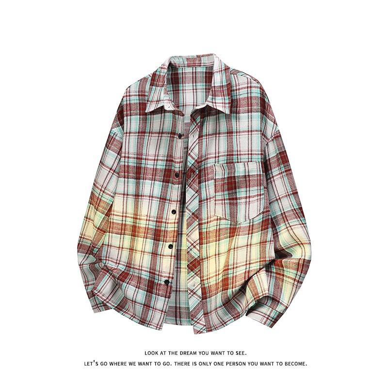 Camisa de Franela Oversize Unisex Manga Larga Cuadros Casual Estilo Universitario