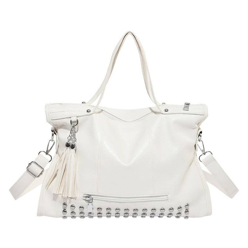 

Small Number Of Hot Girls Rivet Commuter Tote Bag Large-capacity Texture All-matching One-shoulder Cross-body білий