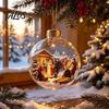 Garden Holiday Ornaments Glowing Christmas Story Ornament, Light-Up 3D Hanging Ball with Warm LED, Mini Decorative Spheres for Holidays Scene