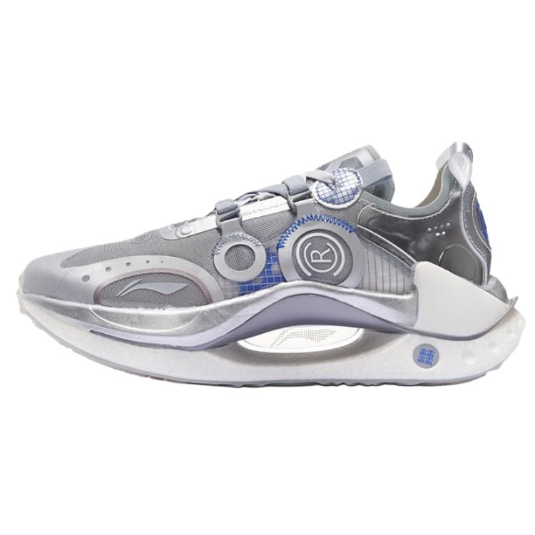 Li Ning Shadow CRC Fashion Trend Slip Resistant Abrasion Resistant Low top Casual Running Shoes Women's Silver AZGS084-2