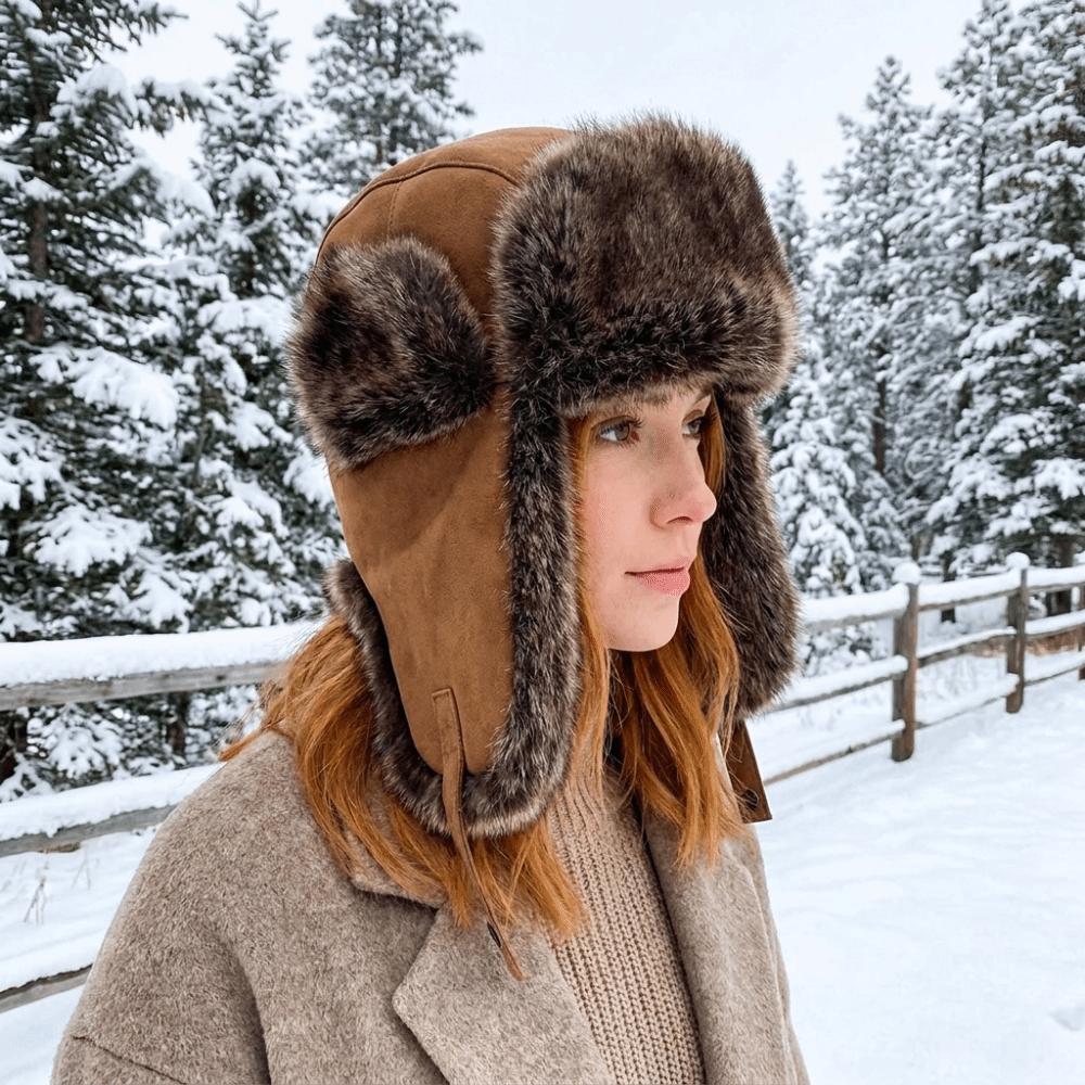 Imitation Fur Ear Protection Hat Thick Windproof Ski Hat Breathable Men Lei Feng Hat Skiing