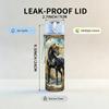 1PC Vintage Horse Antique Oil Painting Style 750ml Color Plastic Sports Water Bottle Leakproof Flip Straw Lid Suitable for Sports Office Home Use