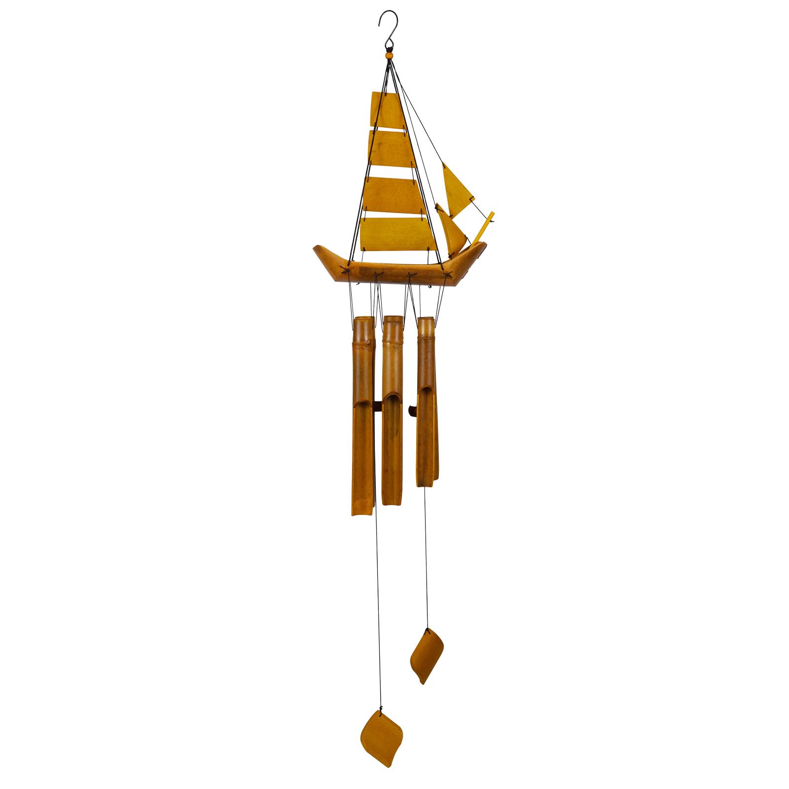 Handmade 40 in Bamboo Waterproof Wind Chimes Natural Finish Relaxing Sound for Indoor/Outdoor Party Garden Hanging Decor-YINGTU жёлтый