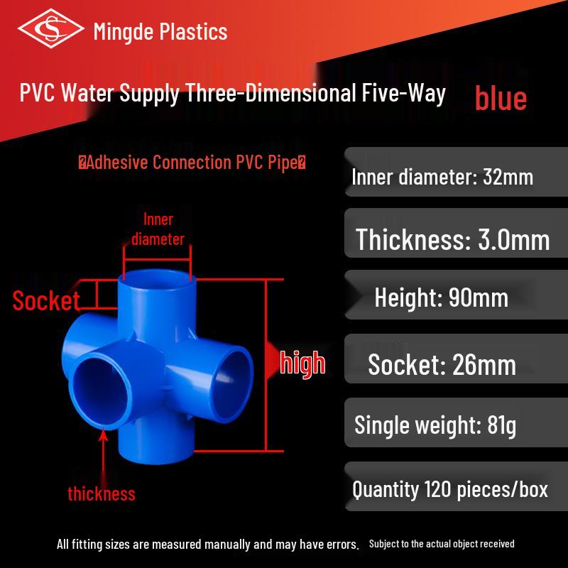 PVC Vícesměrné 3D Plastové Fitinky pro Vodovodní Potrubí (Pravoúhlý, Čtyřcestný, Pěticestný, Šesticestný T-kus)