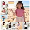 HD Korean Style Girls' Summer Striped Ruffle Trim Toddler Top - Sweet Candy Color Short Sleeve T-Shirt