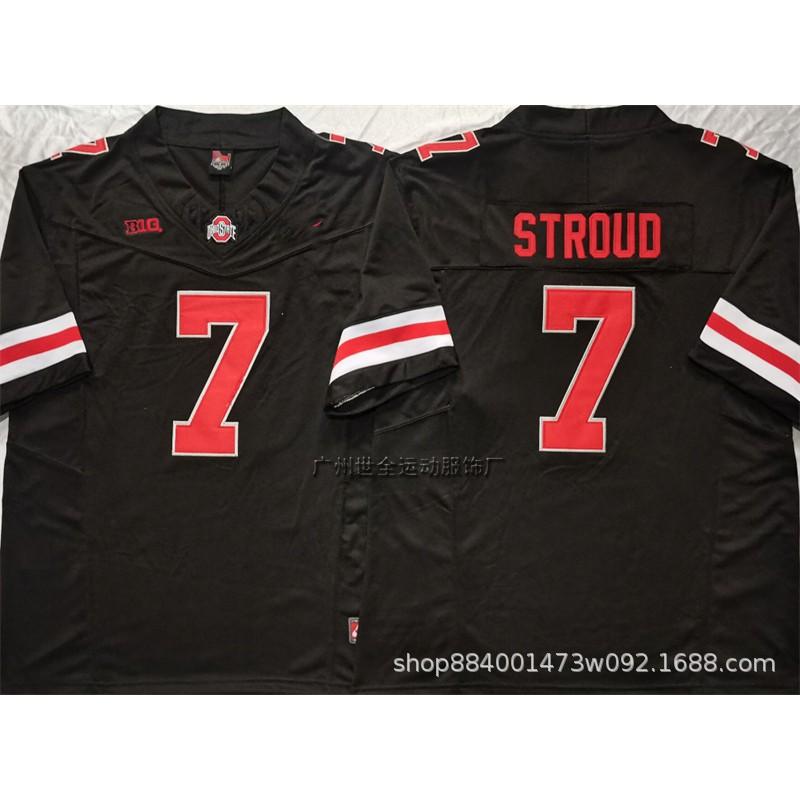 Mens Ohio State Buckeyes Rugby Jersey Training Shirt Cotton Blend Embroidered Football Uniform College Team Practice