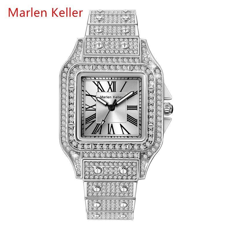 Vintage Roman Numeral Gold Women s Watch Iced Out Diamond Studded Square Quartz Wristwatch Waterproof Luminous Luxury Watches for Ladies