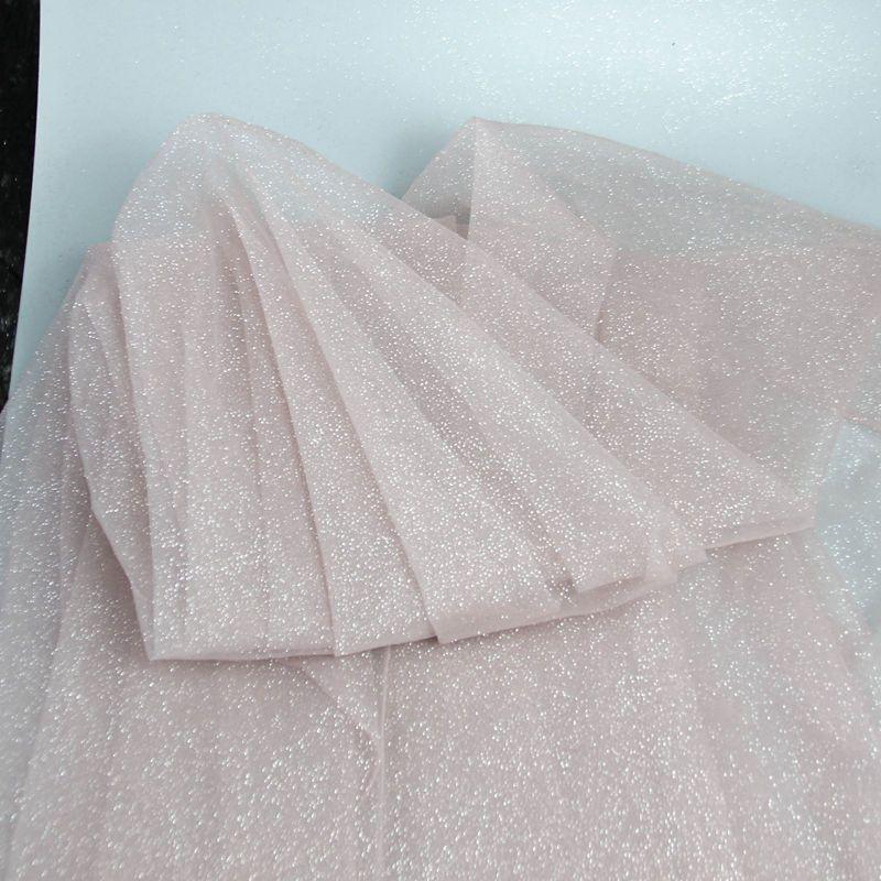 Soft silver fine powder shining golden mesh fabric suitable for wedding dresses formal gowns and designer clothing fabrics