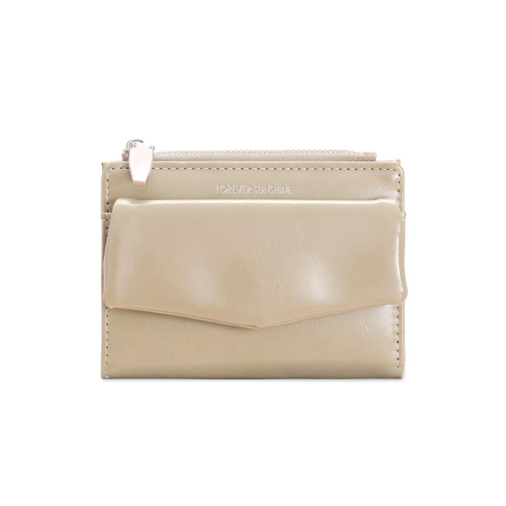 Modern Design Solid Color Short Wallet Ultra Thin PU Coin Purse Multi Slot Card Holder Women