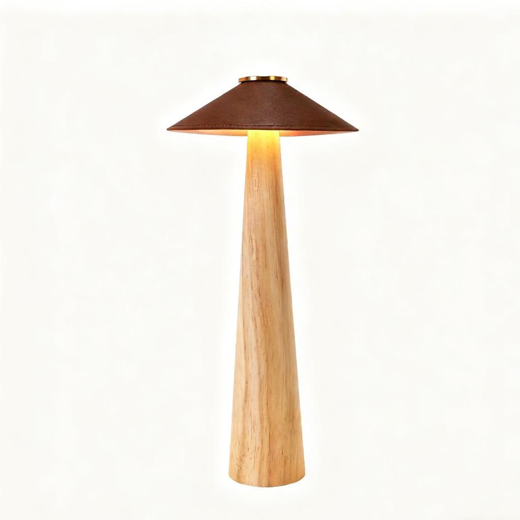 Nordic Wooden Mushroom Night Lamp Minimalist Vintage Style Bedside & Table Light for Bedroom and Living Room Night Light