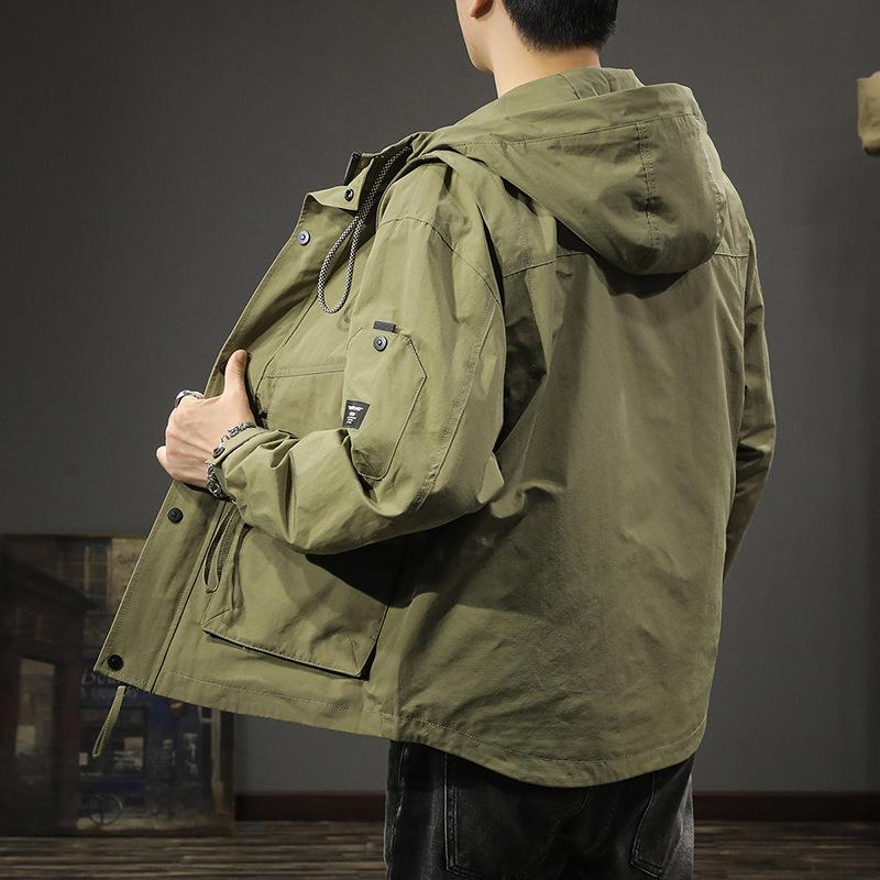 American Trendy Functional Tooling Hooded Jacket Men'S Loose Large Size Outdoor Mountaineering Windproof Jacket