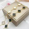 Vierblättriges Kleeblatt Armband Doppelseitige Muschel Halskette Damen Nicht verblassendes Exquisites Armband für Freundin Muttertagsgeschenk