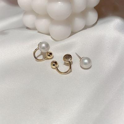 Women Zinc Zinc Alloy Baroque Mental Hoop Earrings Pearl Earrings Korean Style Earrings Female Stud Earrings
