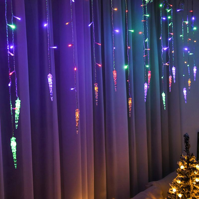 Christmas Decorations Snowflake Window Curtain Garlands LED Icicle Fairy Lights Outdoor Garland Home Party Garden New Year Decor