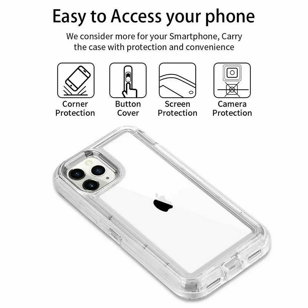 3 IN 1 Hybrid Heavy Duty Armor Full Body Transparent Case for IPhone 16 Pro Max 15 14 13 12 11 Otter Case Box Shockproof Clear Cover