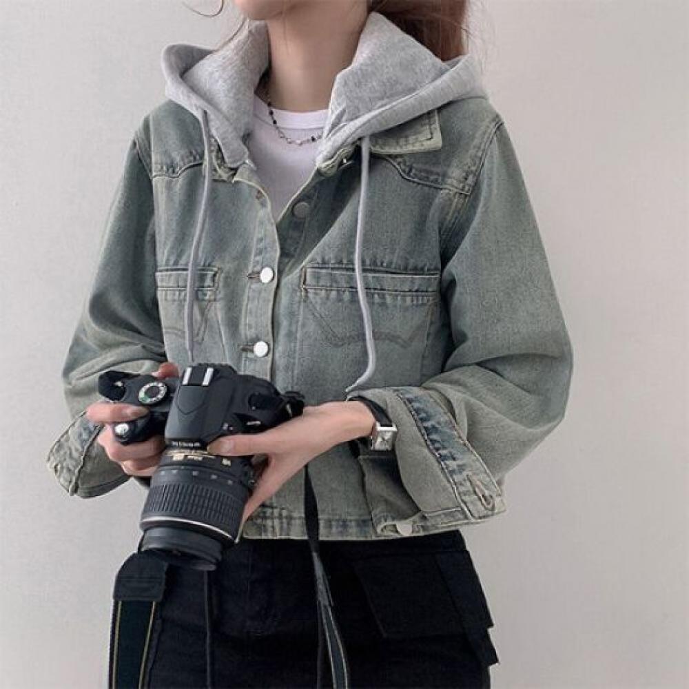 The Pink Wolf Oversized Western Embroidered Hoodie Denim Jacket