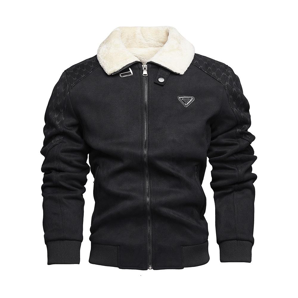 New Lapel Warm Suede Men's Jacket Fashion Jacquard Fur Collar Men's Jacket