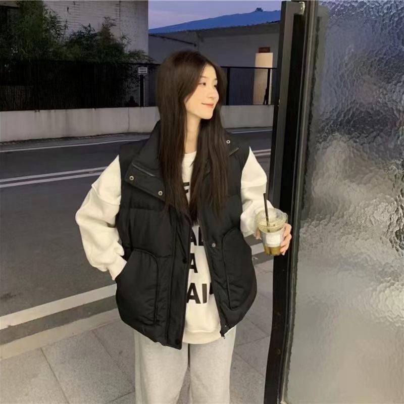 2024 Korean Style Autumn/Winter Down Cotton Vest: Short, Versatile, Sleeveless, Fashionable, and Thickened Outerwear