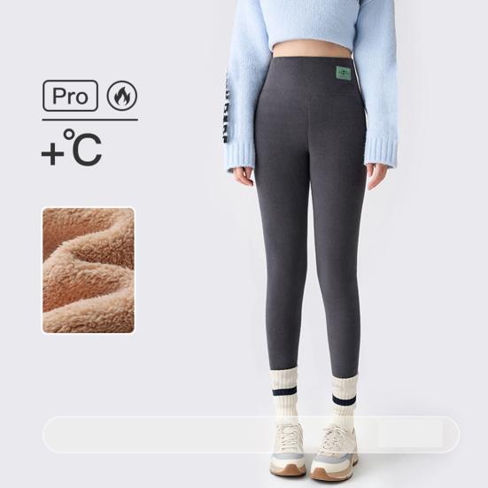 Winter Leggings High-Waisted Slim Cut Warm Lambswool Fabric Lining Bottom Pants Cold Weather Resistance Women Pants