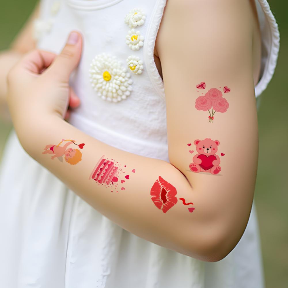 54pcs Temporary Tattoo Heart Symbols Temporary Tattoo Stickers Love Icons Waterproof Long-lasting Body Stickers For Cheeks