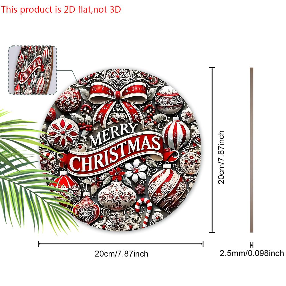 Christmas Wooden Sign with Classic Bow Pattern - Navidad Round Sign for Front Door, Wall Hanging Decor - Ideal Christmas Decoration