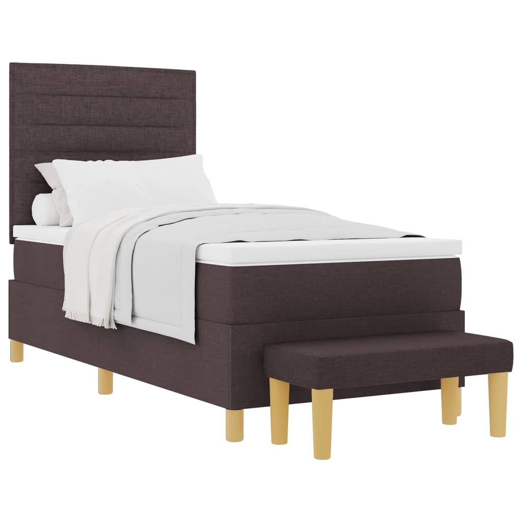 Boxspring Bed with Headboard Dark Brown 200 x 90 cm Fabric