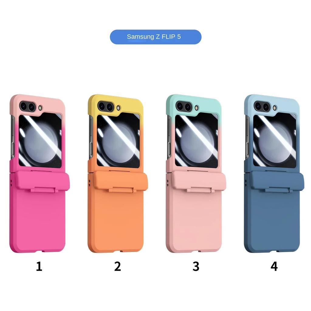 Gradient Color Hard Shell Phone Case for Samsung Galaxy Z Flip 7 FE 6 5 4 3 Flip6 Flip7 Full Package Hinge Protection Cover
