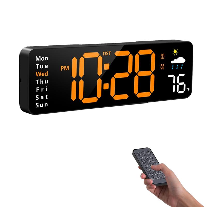 M-Modern-Digital Wall Clock With Remote Control Large LED Display Alarm Clock For Office, Classroom, Bedroom