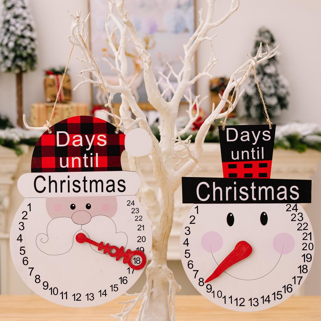 Delightful Wooden Christmas Calendar With Cheerful Snowman And Santa Hat Design
