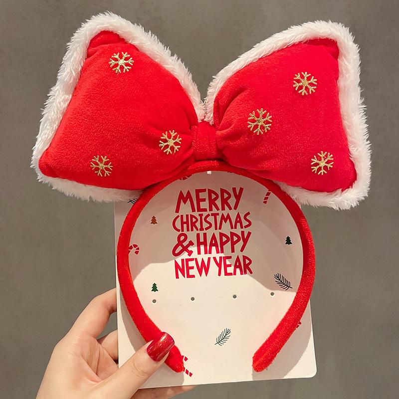 Red Velvet Antler Hairband Simple Christmas Eve Headwear Cute Hair Accessories Environmentally Friendly Christmas Headband