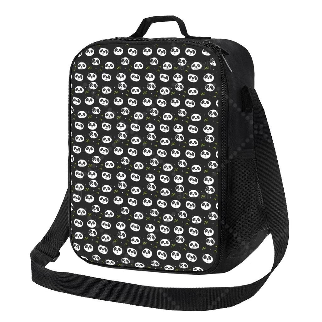 Cute Panda Lunch Bag with Adjustable Shoulder Strap Reusable Thermal Bento Tote for Work Picnic Beach