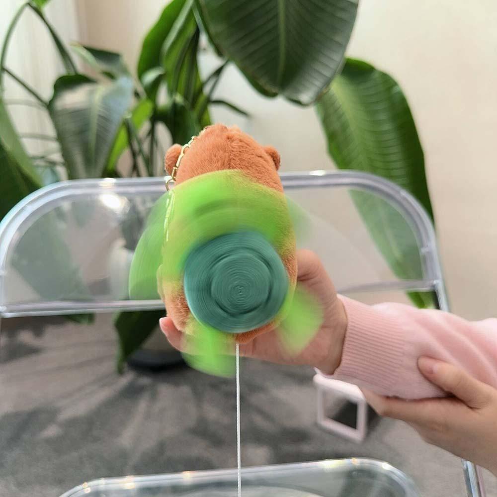 Cartoon Rotating Turtle Shell Toy Pulling Rope Doll Plush Animal Pendant Capybara Key Ring  Gift