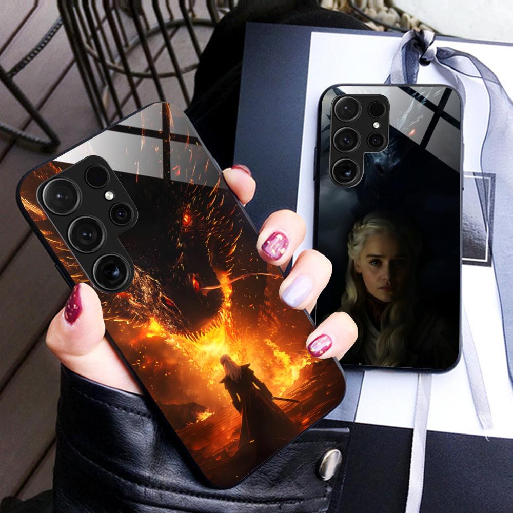 Dragon Queen Glass Mobile Phone Case for Samsung Galaxy S26 S25 S24 S23 S22 S21 S20 Note20 Plus FE Ultra Colorful Cover