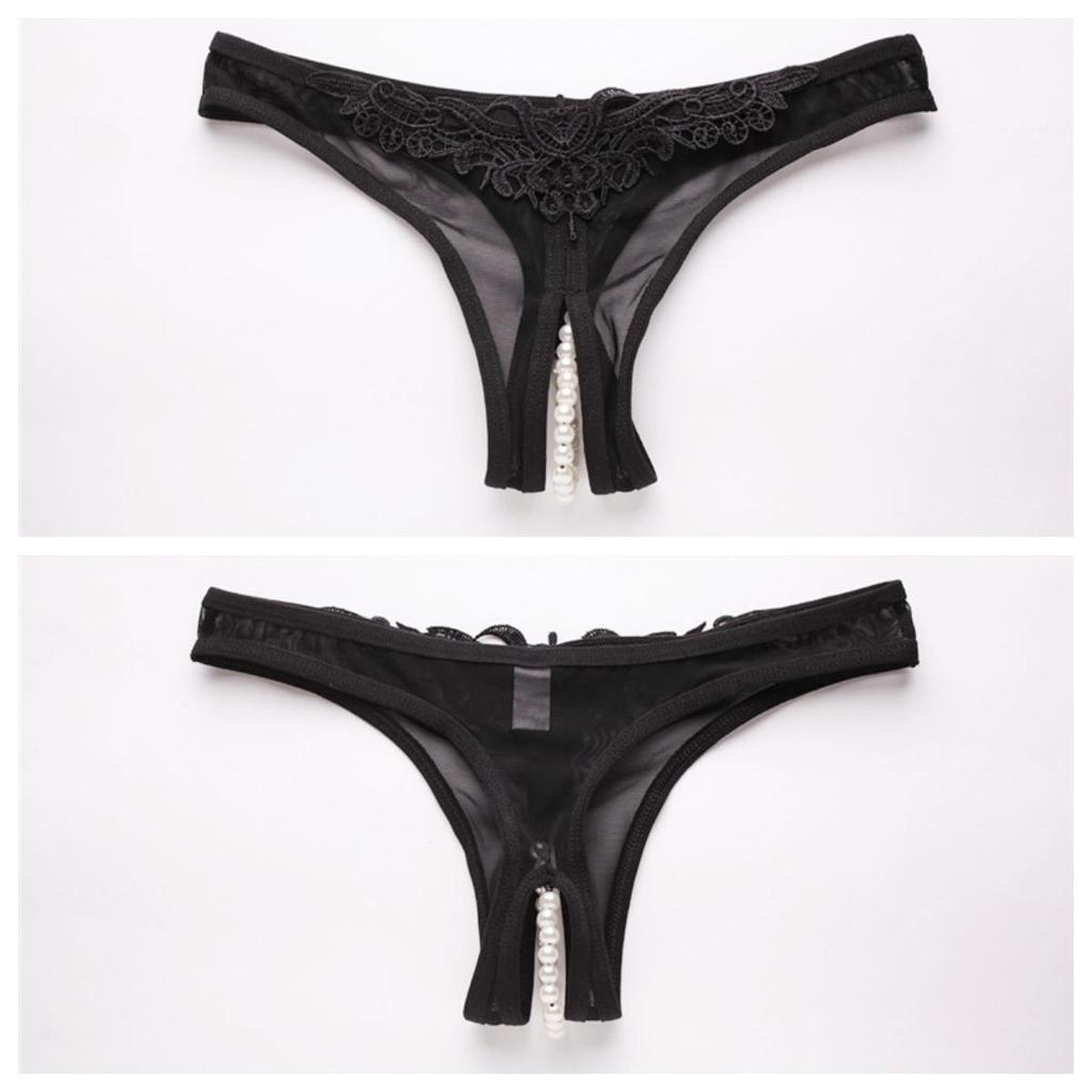 Femei Sexy Dantela Tanga Perle Masaj Lenjerie erotică Chiloți cu talie joasă G-String T-back Lenjerie de corp fără crotch