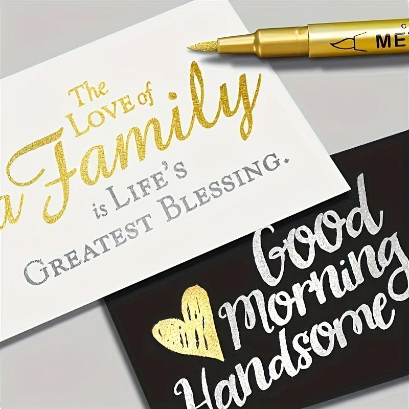 6pcs Golden And Silvery Permanent Golden Marker Pens - Waterproof, Suitable for DIY Crafts, Resin Art, And Office Supplies