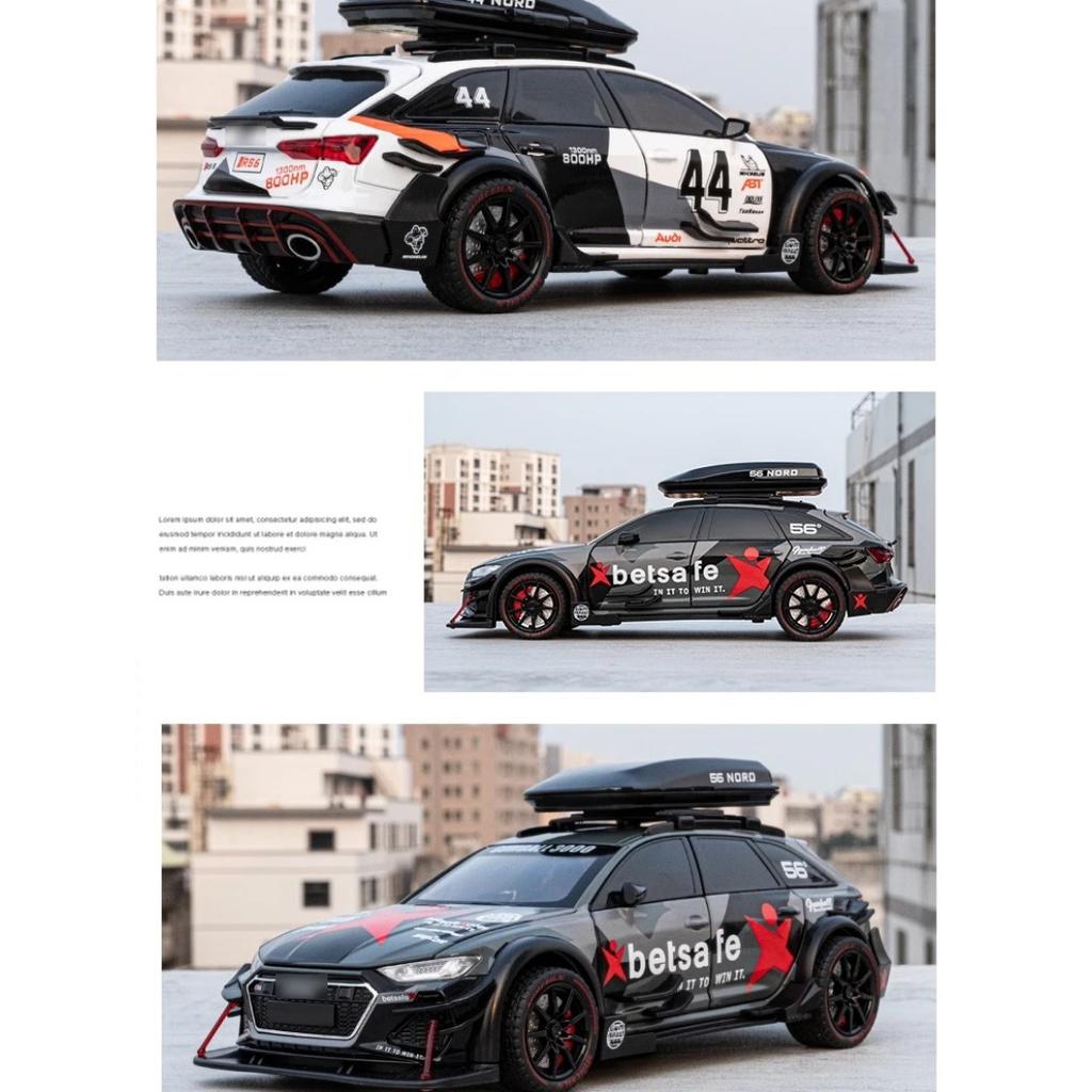1/24 Skala RS6 Avant Stasjonsvogn Legering Racerbil Modell Støpt Metall Bane Sportsbil Kjøretøyer Modell Lyd Lys Leke for Barn Gave