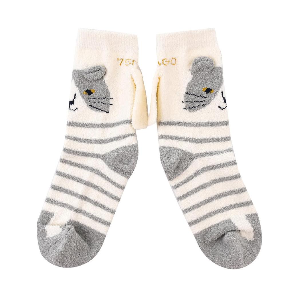 Stylish and Cute Boucle Socks with a Kusuguru Crew Character Nursery Teacher Women's Nago-Nago Pattern, Socks, Design, Socks, 23-6725 (#1/GY Gray)